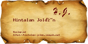 Hintalan Jolán névjegykártya
